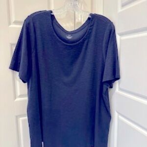 J Jill Navy Blue Pima Scoop Neck Top